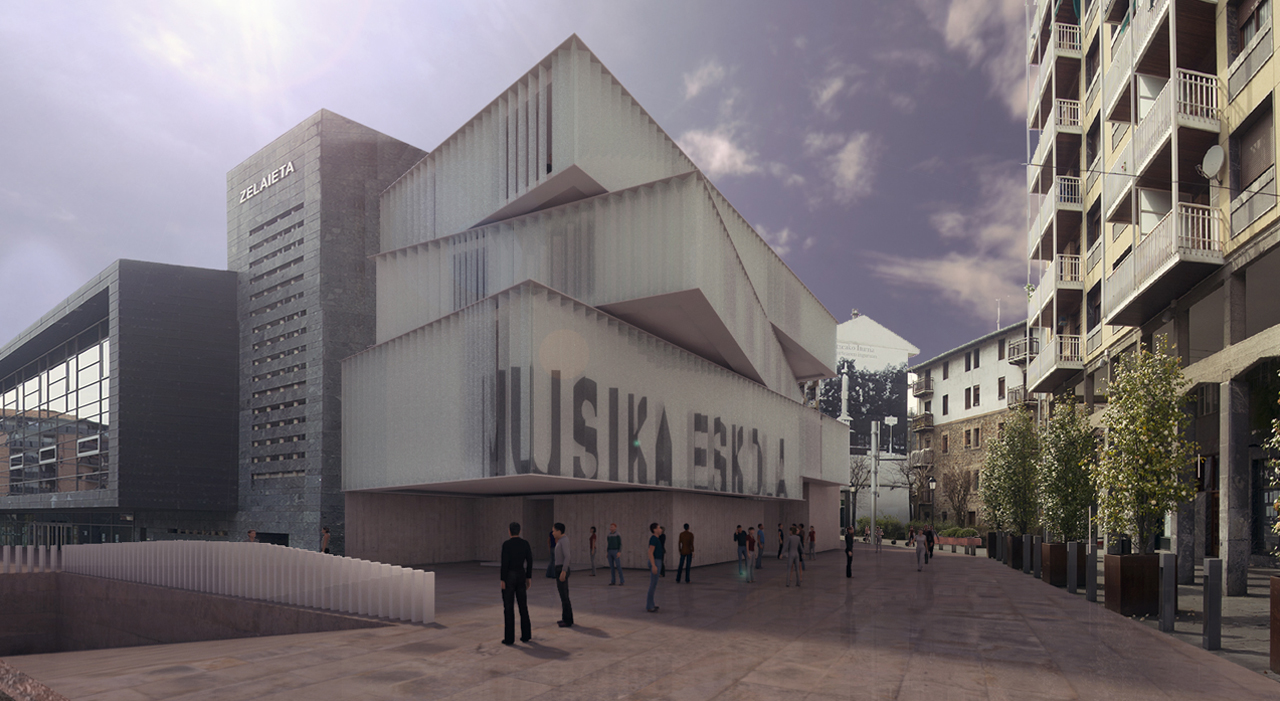 Diseño para concurso público de escuela de música en Amorebieta, Bizkaia