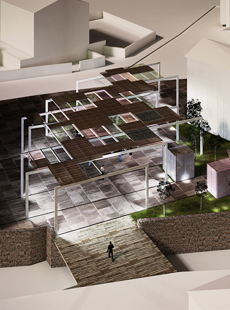 Diseño para concurso público de una plaza cubierta en Idiazabal, Gipuzkoa