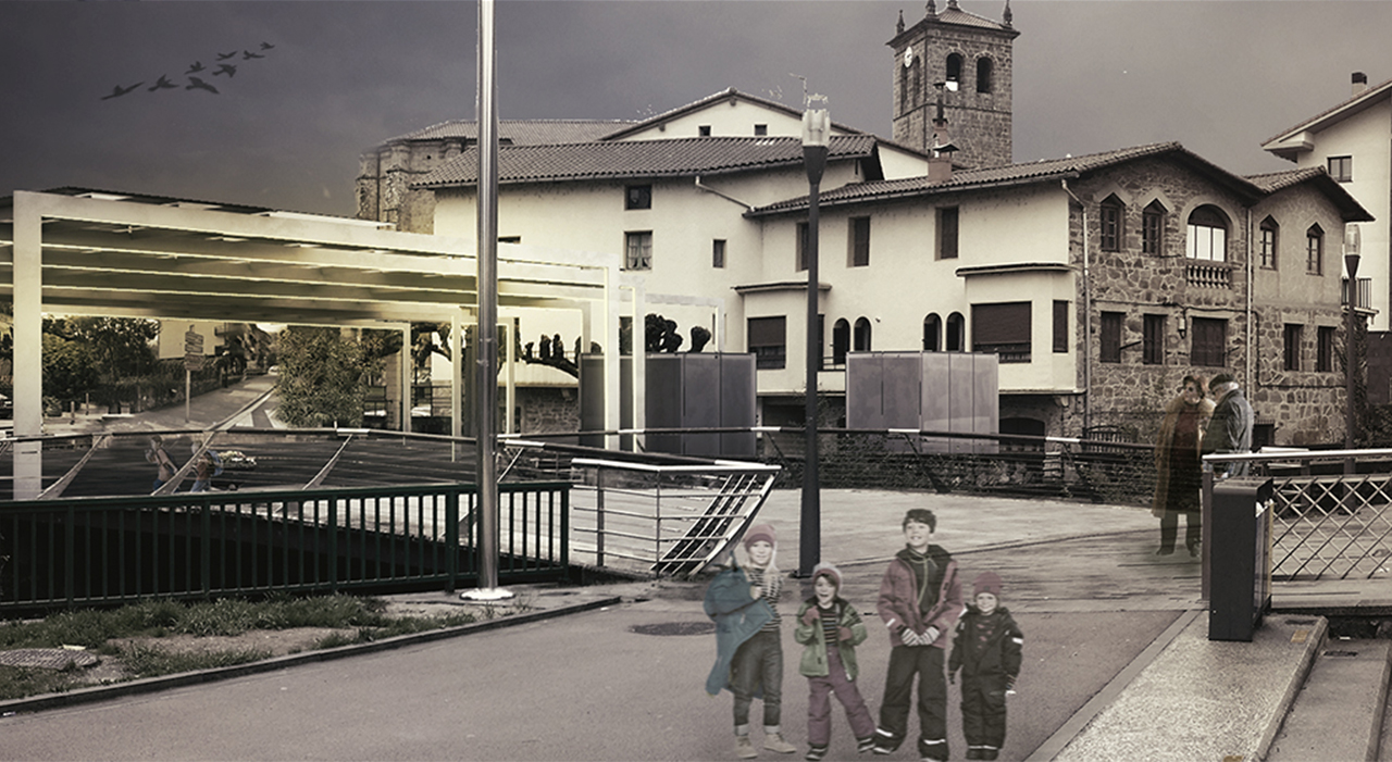 Diseño para concurso público de una plaza cubierta en Idiazabal, Gipuzkoa