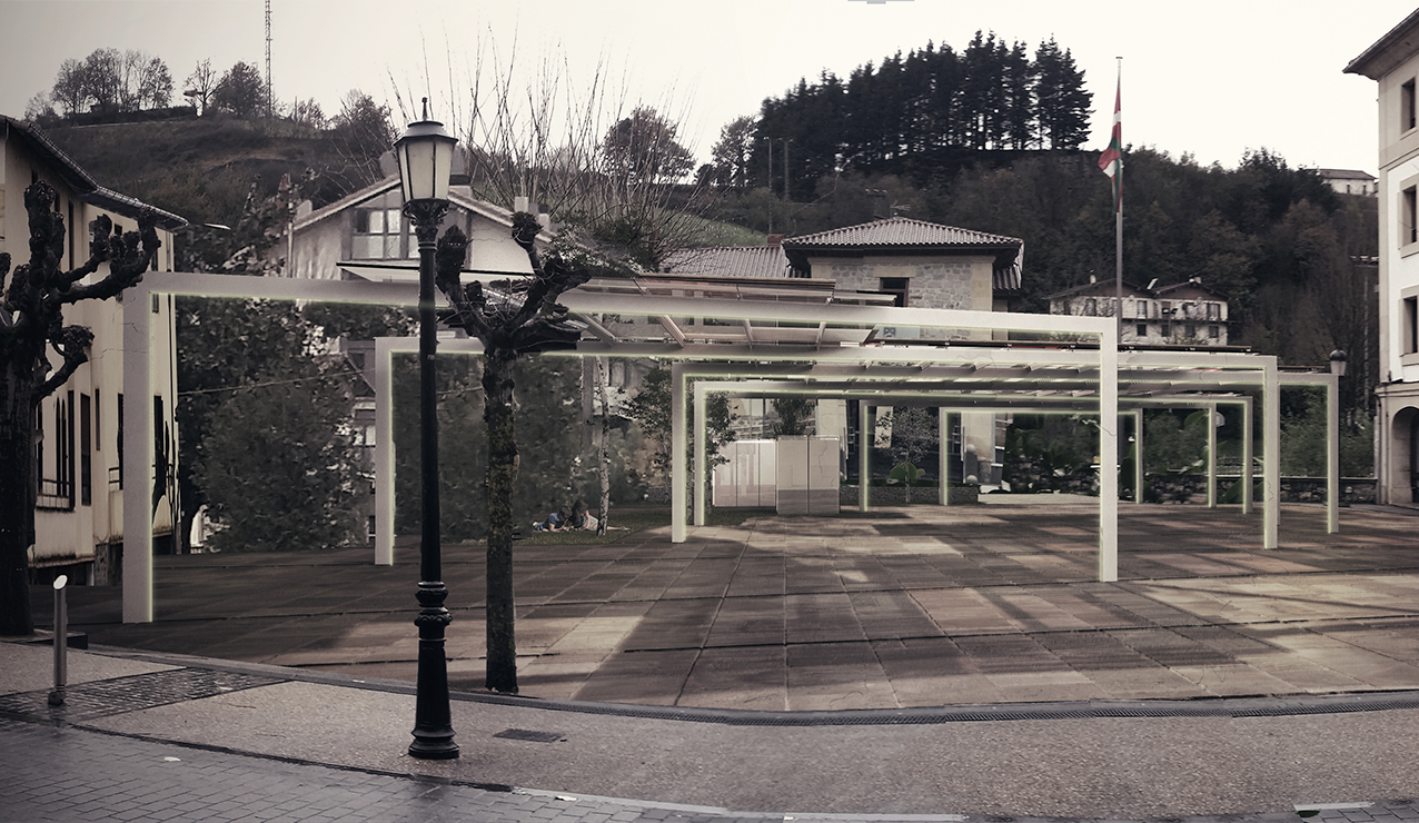 Diseño para concurso público de una plaza cubierta en Idiazabal, Gipuzkoa