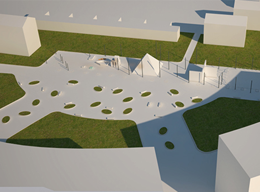 Diseño para concurso público de una plaza cubierta en Zarautz, Gipuzkoa