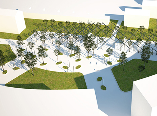 Diseño para concurso público de una plaza cubierta en Zarautz, Gipuzkoa