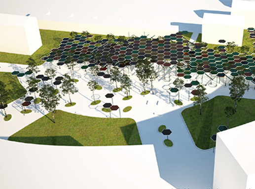 Diseño para concurso público de una plaza cubierta en Zarautz, Gipuzkoa