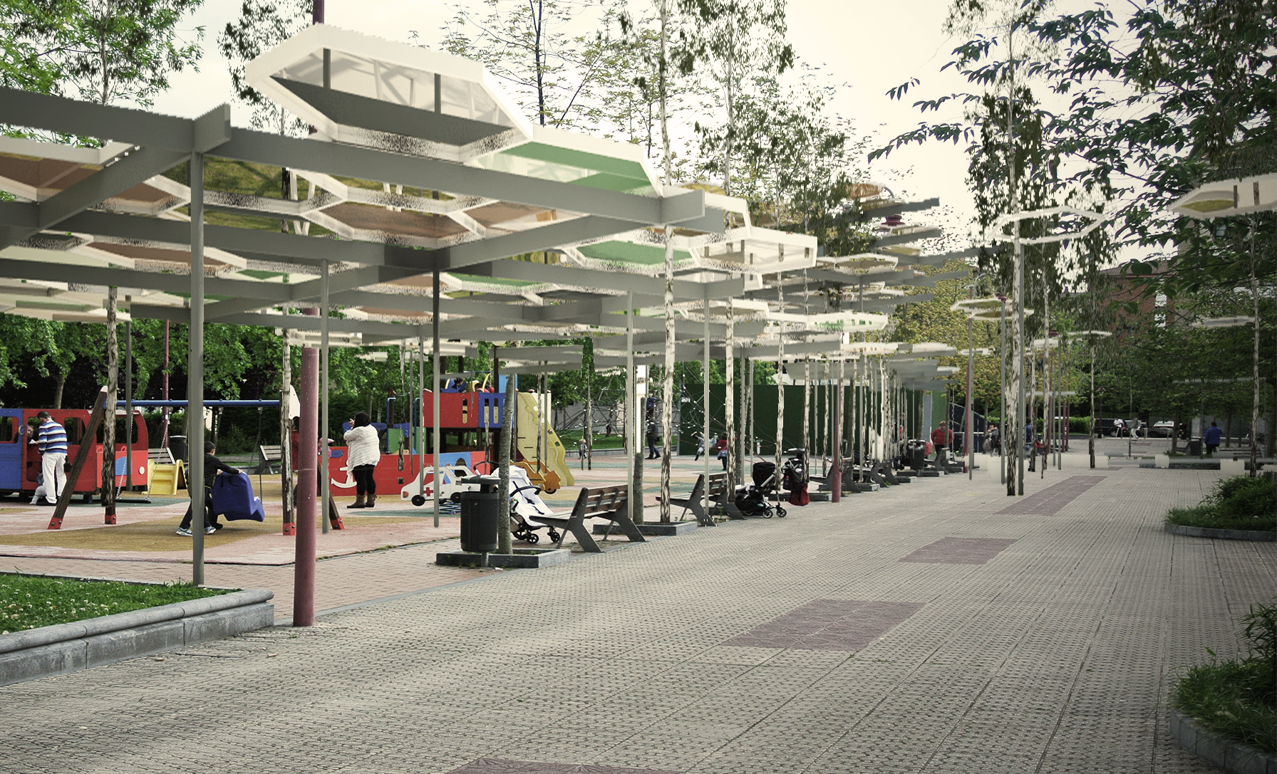 Diseño para concurso público de una plaza cubierta en Zarautz, Gipuzkoa