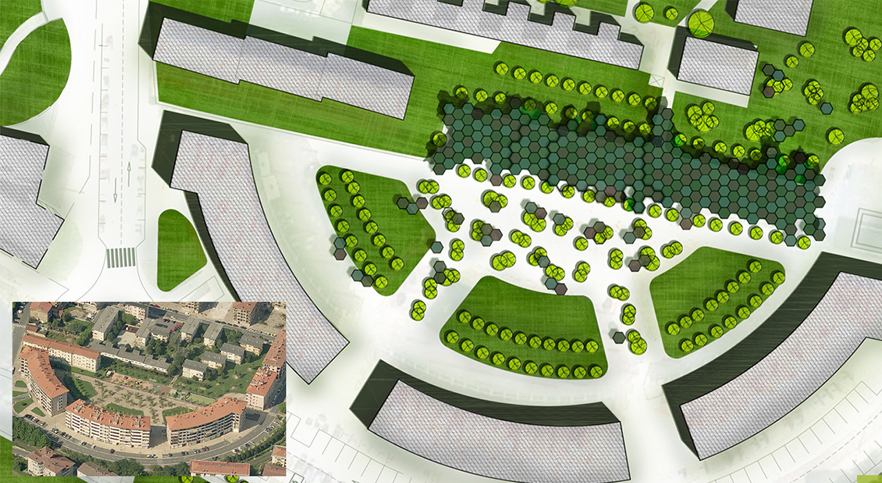 Diseño para concurso público de una plaza cubierta en Zarautz, Gipuzkoa